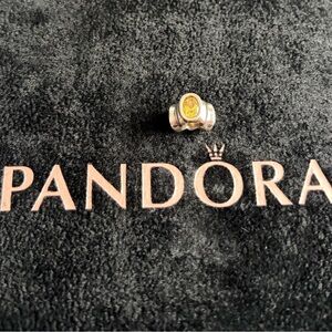 Pandora Silver charm with Golden Yellow Stone